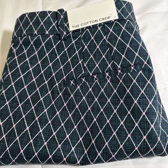 Ann Taylor The Cotton Crop Pants Green Pink Geometric Midrise Flat Front - Picture 14 of 14